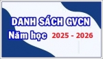 Danh sách GVCN lớp năm học 2025-2026